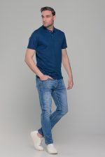 Μπλε ανδρικό πόλο μπλουζάκι μοντάλ Massaro- Classic Fit - Image 4