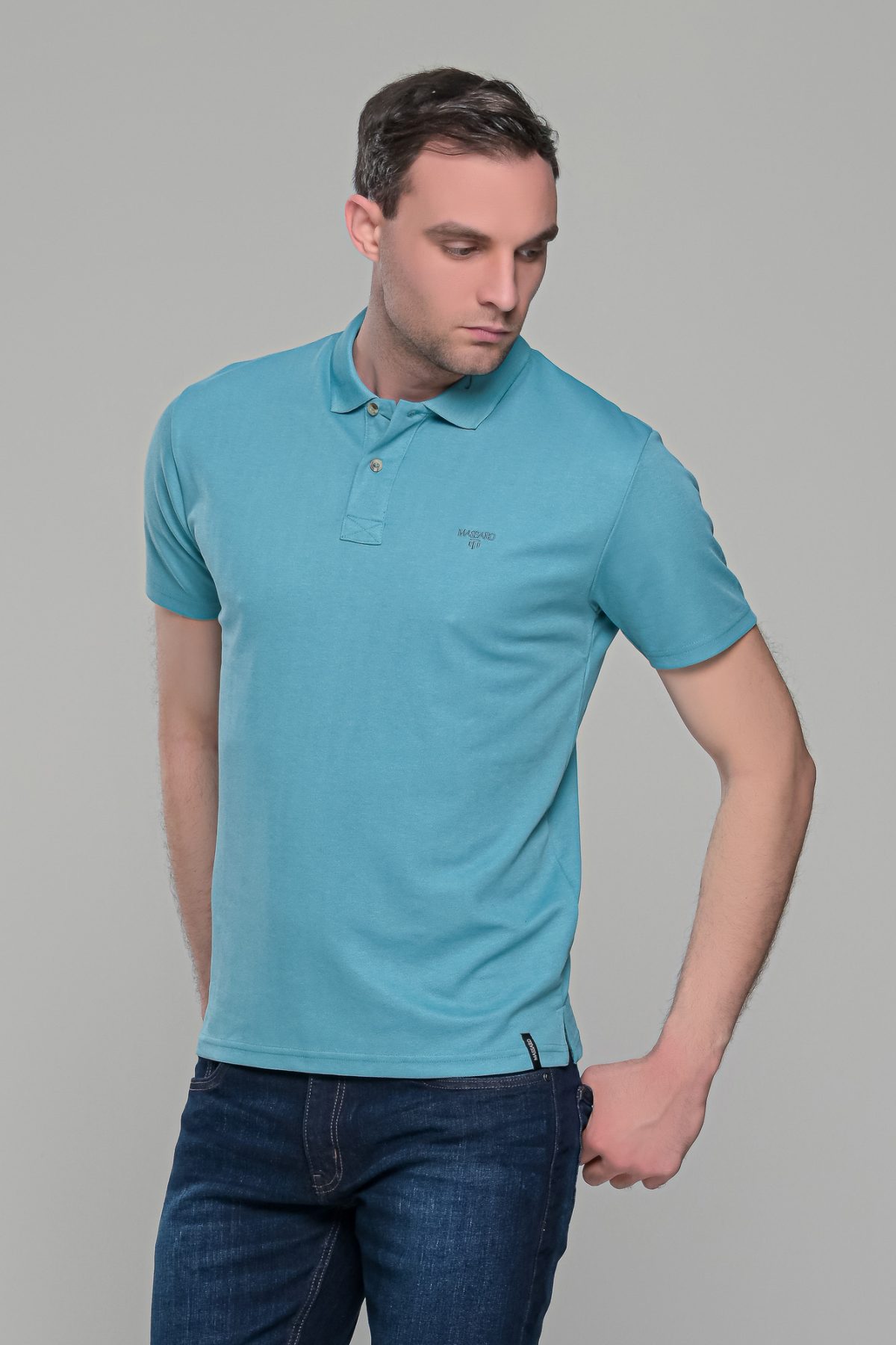 Σιέλ ανδρικό πόλο μπλουζάκι μοντάλ Massaro- Classic Fit - Image 3