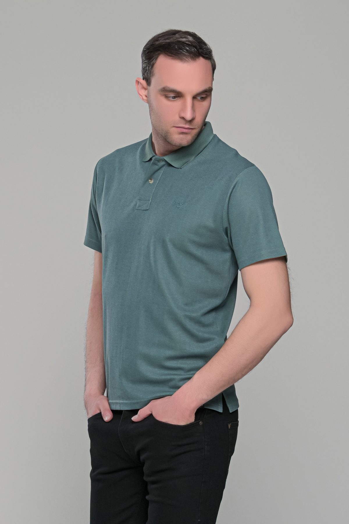 Πράσινο ανδρικό πόλο μπλουζάκι μοντάλ Massaro- Classic Fit - Image 5