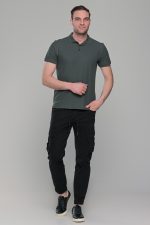 Πράσινο χακί ανδρικό μονόχρωμο πόλο πικέ μπλουζάκι Paparazzi- Classic Fit - Image 6