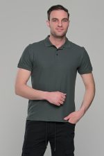 Πράσινο χακί ανδρικό μονόχρωμο πόλο πικέ μπλουζάκι Paparazzi- Classic Fit - Image 5
