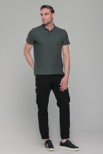 Πράσινο χακί ανδρικό μονόχρωμο πόλο πικέ μπλουζάκι Paparazzi- Classic Fit - Image 7