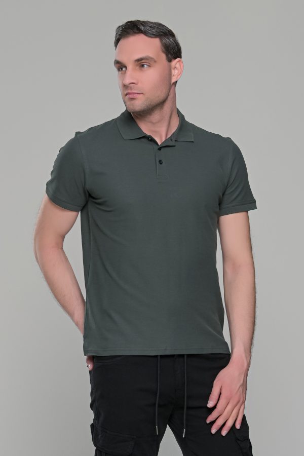 Πράσινο χακί ανδρικό μονόχρωμο πόλο πικέ μπλουζάκι Paparazzi- Classic Fit