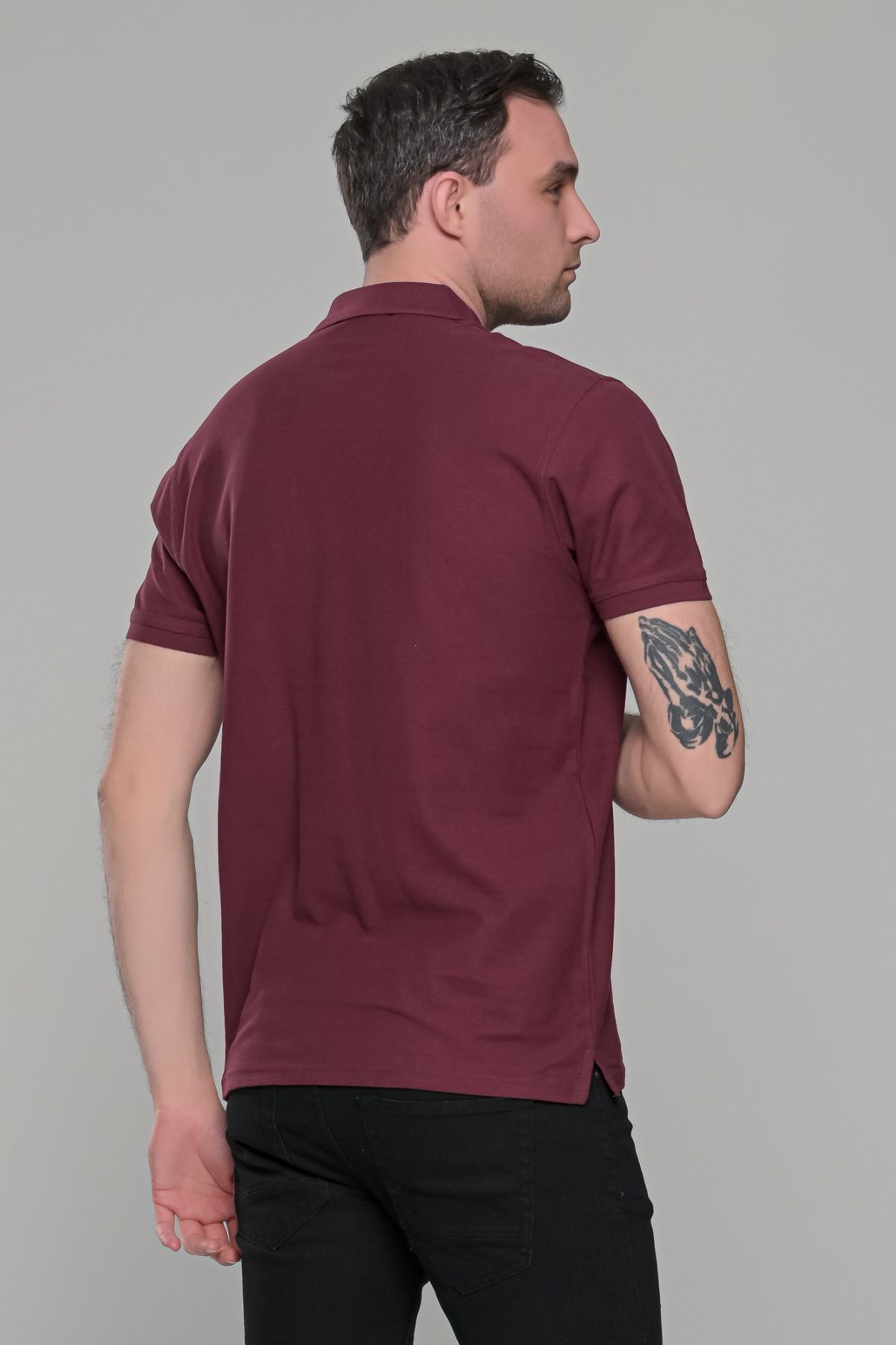 Μπορντό ανδρικό μονόχρωμο πόλο πικέ μπλουζάκι Paparazzi- Classic Fit - Image 8