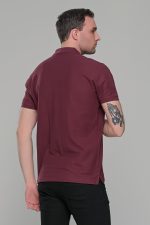 Μπορντό ανδρικό μονόχρωμο πόλο πικέ μπλουζάκι Paparazzi- Classic Fit - Image 8