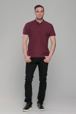 Μπορντό ανδρικό μονόχρωμο πόλο πικέ μπλουζάκι Paparazzi- Classic Fit - Image 6