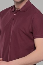Μπορντό ανδρικό μονόχρωμο πόλο πικέ μπλουζάκι Paparazzi- Classic Fit - Image 2