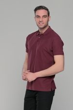Μπορντό ανδρικό μονόχρωμο πόλο πικέ μπλουζάκι Paparazzi- Classic Fit - Image 3