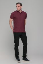 Μπορντό ανδρικό μονόχρωμο πόλο πικέ μπλουζάκι Paparazzi- Classic Fit - Image 7
