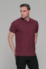 Μπορντό ανδρικό μονόχρωμο πόλο πικέ μπλουζάκι Paparazzi- Classic Fit