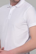 Λευκό ανδρικό μονόχρωμο πόλο πικέ μπλουζάκι Paparazzi- Classic Fit - Image 2