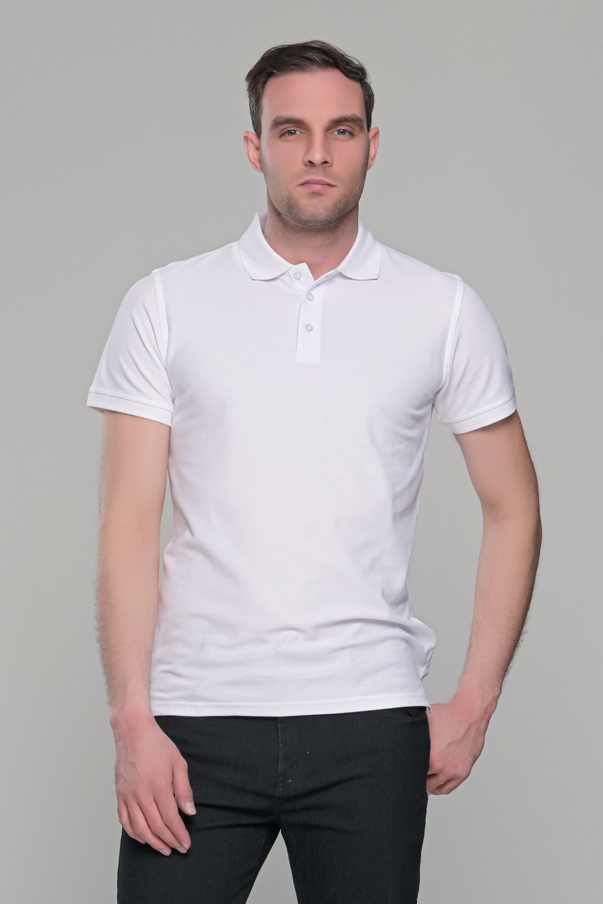 Λευκό ανδρικό μονόχρωμο πόλο πικέ μπλουζάκι Paparazzi- Classic Fit - Image 3