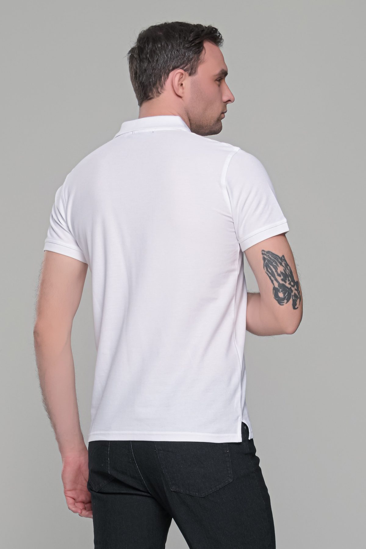Λευκό ανδρικό μονόχρωμο πόλο πικέ μπλουζάκι Paparazzi- Classic Fit - Image 8
