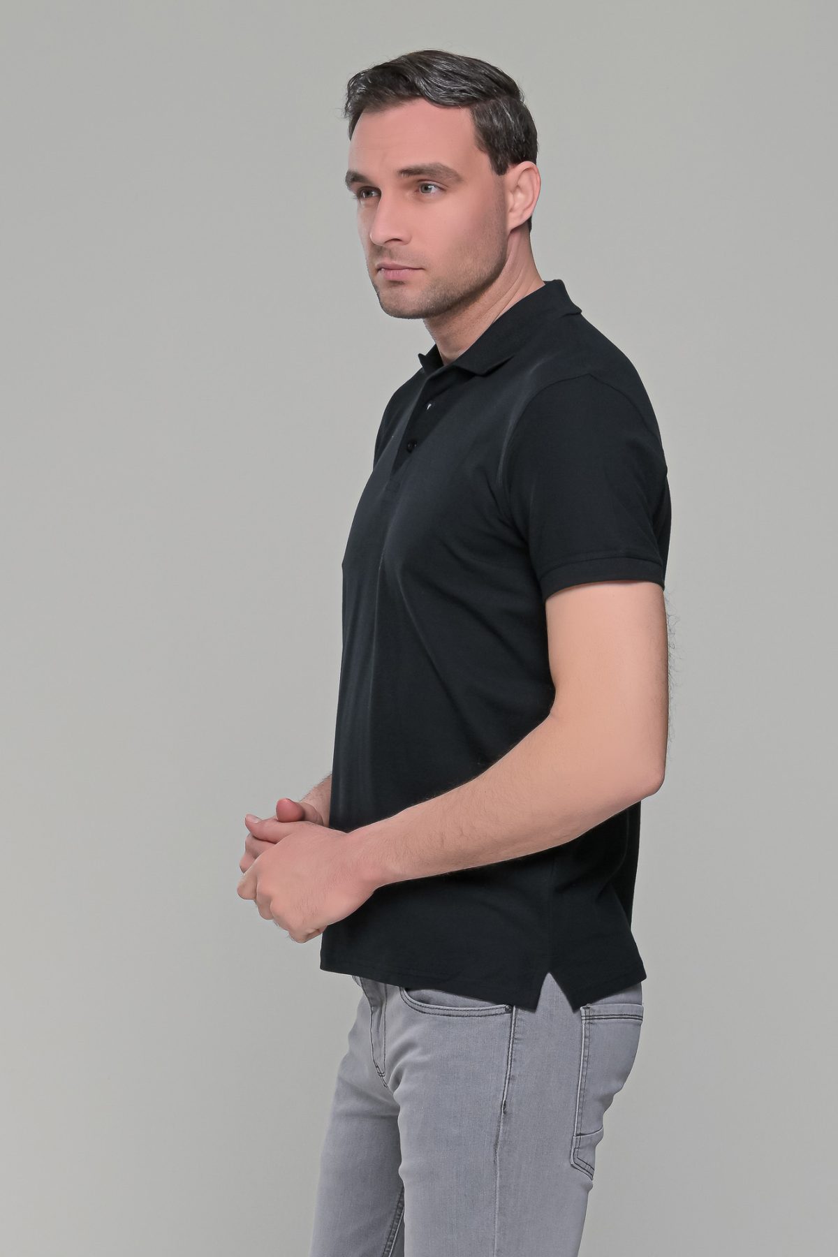 Μαύρο ανδρικό μονόχρωμο πόλο πικέ μπλουζάκι Paparazzi- Classic Fit - Image 5