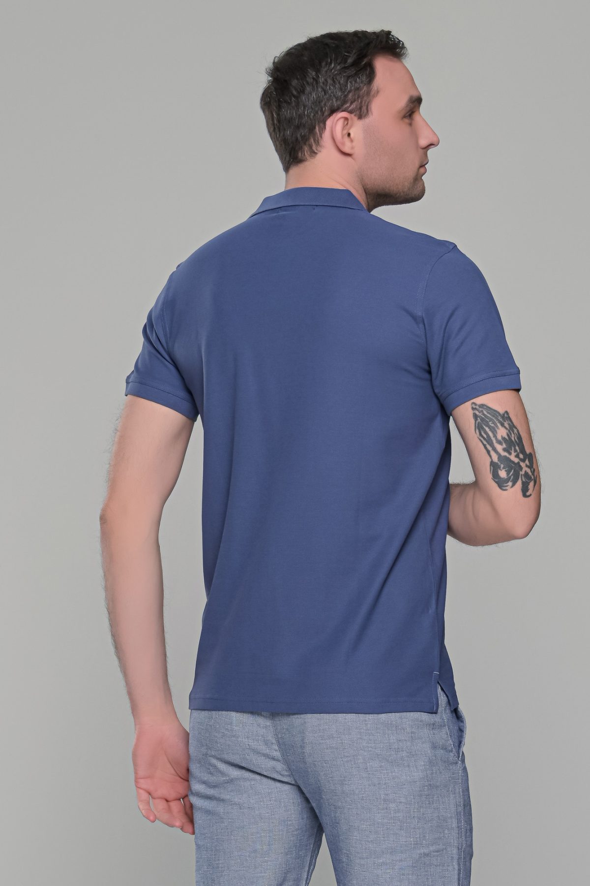 Μπλε Indigo ανδρικό μονόχρωμο πόλο πικέ μπλουζάκι Paparazzi- Classic Fit - Image 8