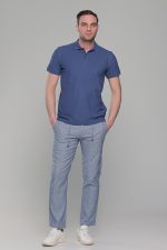 Μπλε Indigo ανδρικό μονόχρωμο πόλο πικέ μπλουζάκι Paparazzi- Classic Fit - Image 4