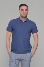 Μπλε Indigo ανδρικό μονόχρωμο πόλο πικέ μπλουζάκι Paparazzi- Classic Fit - Image 3