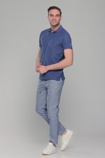 Μπλε Indigo ανδρικό μονόχρωμο πόλο πικέ μπλουζάκι Paparazzi- Classic Fit - Image 6