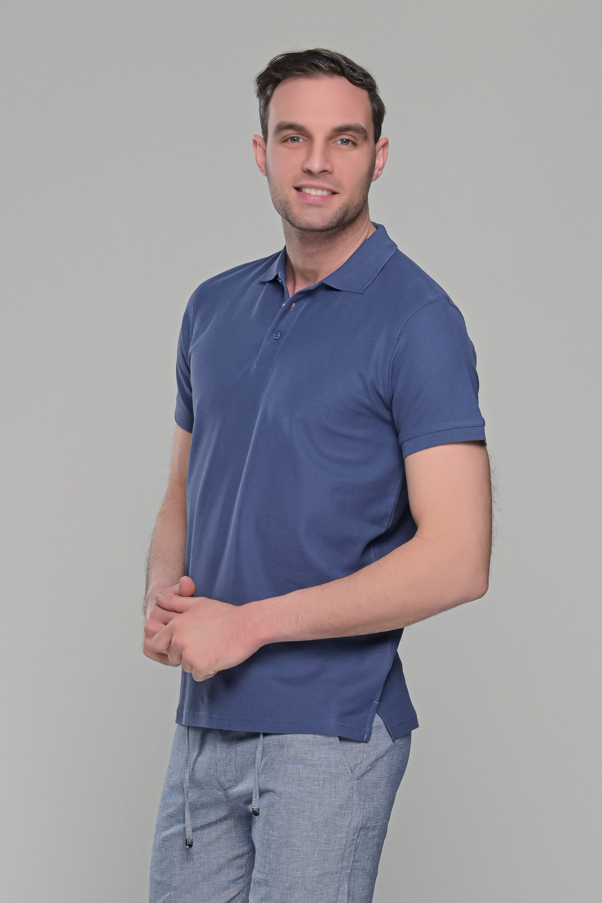 Μπλε Indigo ανδρικό μονόχρωμο πόλο πικέ μπλουζάκι Paparazzi- Classic Fit - Image 5