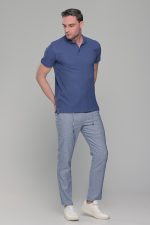 Μπλε Indigo ανδρικό μονόχρωμο πόλο πικέ μπλουζάκι Paparazzi- Classic Fit - Image 7