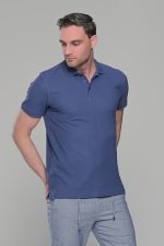 Μπλε Indigo ανδρικό μονόχρωμο πόλο πικέ μπλουζάκι Paparazzi- Classic Fit