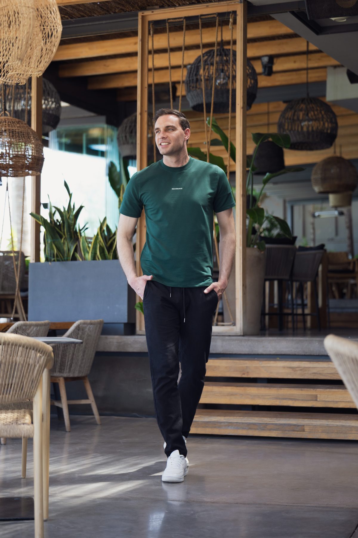 Πράσινο ανδρικό κοντομάνικο t-shirt με σχέδιο στην ύφανση και διακριτική στάμπα– regular fit - Image 5