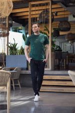 Πράσινο ανδρικό κοντομάνικο t-shirt με σχέδιο στην ύφανση και διακριτική στάμπα– regular fit - Image 5
