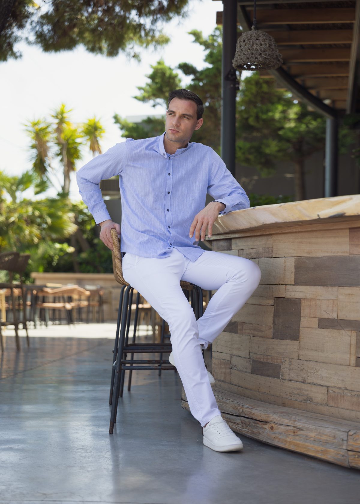 Καλοκαιρινό Ανδρικό Chino Παντελόνι MASSARO Λευκό - Slim fit - Image 2