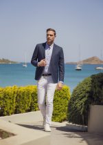 Λινό σκούρο μπλε navy ανδρικό σακάκι καλοκαιρινό AM- slim fit - Image 3