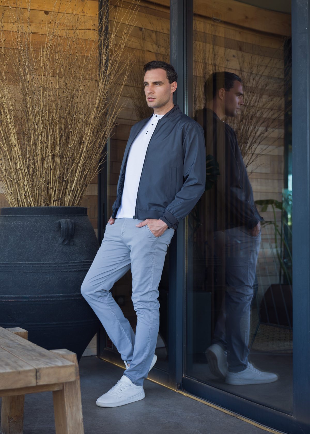Καλοκαιρινό Ανδρικό Chino Παντελόνι MASSARO Light Grey - Slim fit - Image 2