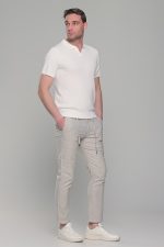 Λευκό πλεκτό ανδρικό πόλο μπλουζάκι – Slim Fit - Image 6