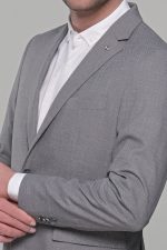 Λινό γκρι ανδρικό σακάκι καλοκαιρινό AM- slim fit - Image 2