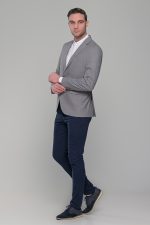 Λινό γκρι ανδρικό σακάκι καλοκαιρινό AM- slim fit - Image 4