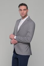 Λινό γκρι ανδρικό σακάκι καλοκαιρινό AM- slim fit - Image 3
