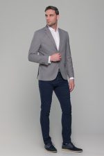 Λινό γκρι ανδρικό σακάκι καλοκαιρινό AM- slim fit - Image 8