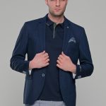 Λινό σκούρο μπλε navy ανδρικό σακάκι καλοκαιρινό AM- slim fit