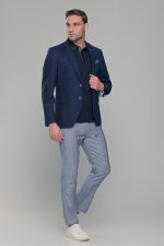 Λινό σκούρο μπλε navy ανδρικό σακάκι καλοκαιρινό AM- slim fit - Image 8