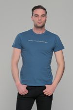 Μπλε-Πετρόλ κοντομάνικο t-shirt ανδρικό μπλουζάκι με στάμπα