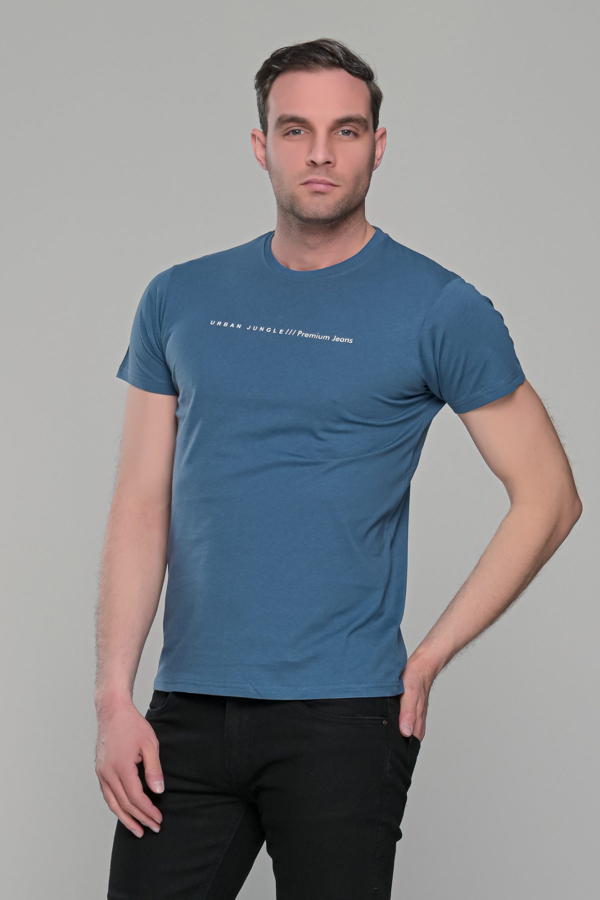 Μπλε-Πετρόλ κοντομάνικο t-shirt ανδρικό μπλουζάκι με στάμπα - Image 5