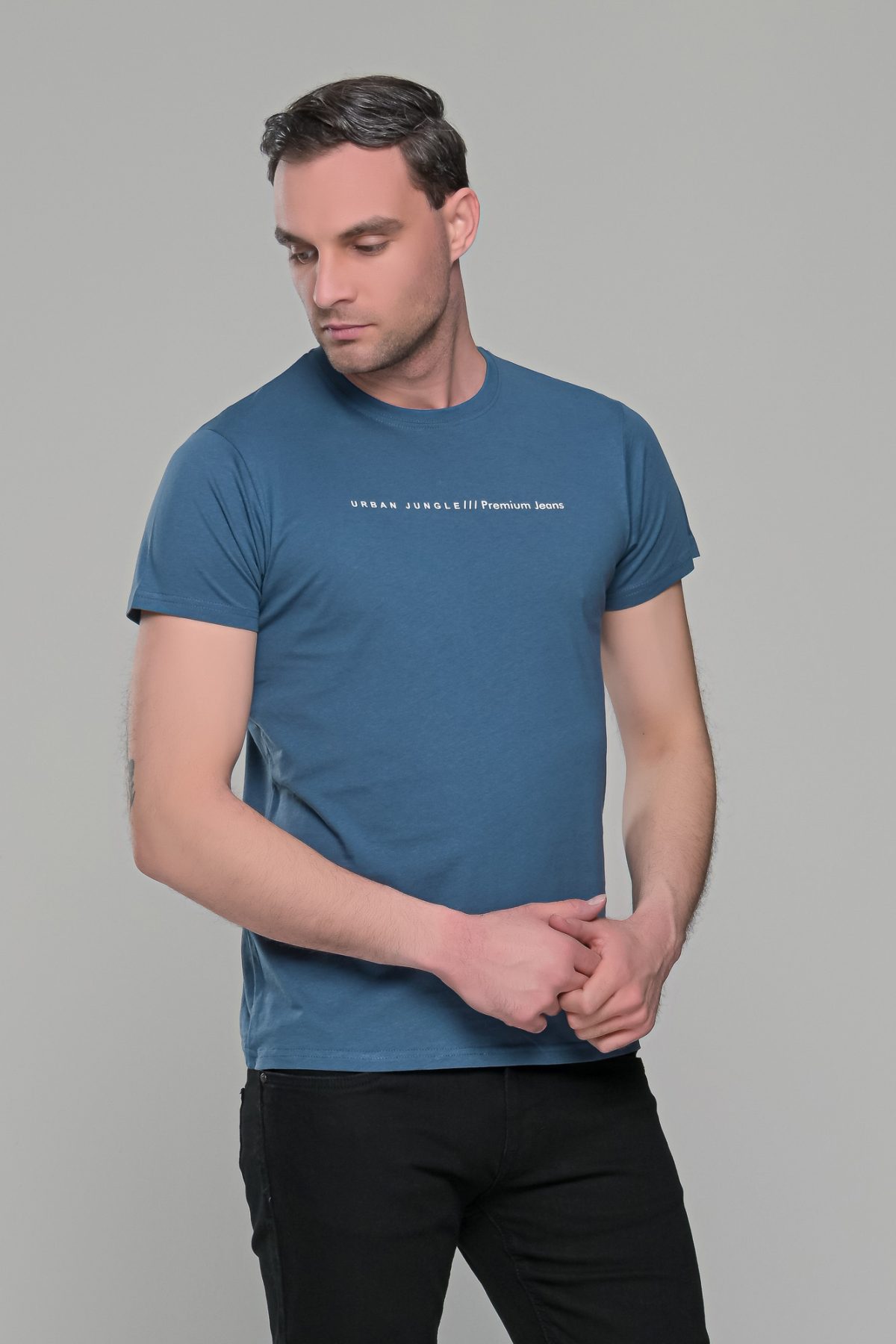 Μπλε-Πετρόλ κοντομάνικο t-shirt ανδρικό μπλουζάκι με στάμπα - Image 3