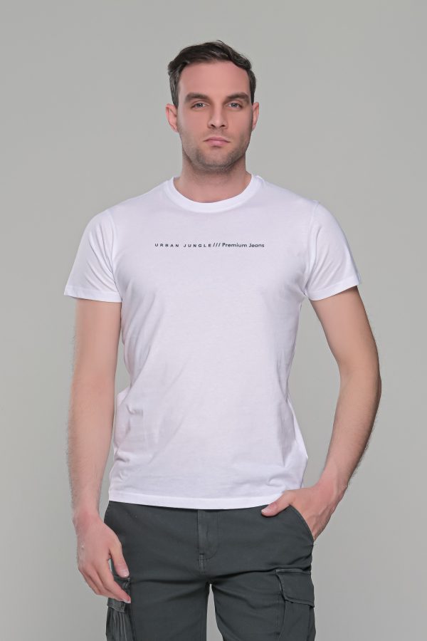 Λευκό κοντομάνικο t-shirt ανδρικό μπλουζάκι με στάμπα