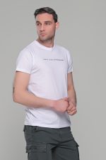 Λευκό κοντομάνικο t-shirt ανδρικό μπλουζάκι με στάμπα - Image 3