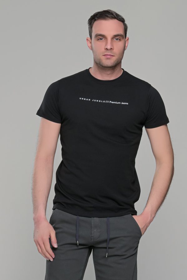 Μαύρο κοντομάνικο t-shirt ανδρικό μπλουζάκι με στάμπα