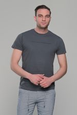 Σκούρο γκρι κοντομάνικο t-shirt ανδρικό μπλουζάκι με στάμπα