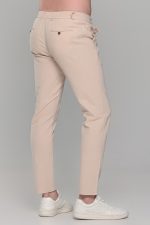 Μπεζ καλοκαιρινή ανδρική παντελόνα βαμβακερή με λινή όψη (straigh fit) - Image 5