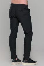 Μαύρη καλοκαιρινή ανδρική παντελόνα βαμβακερή με λινή όψη (straigh fit) - Image 5