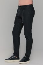 Μαύρη καλοκαιρινή ανδρική παντελόνα βαμβακερή με λινή όψη (straigh fit) - Image 4