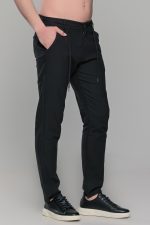 Μαύρη καλοκαιρινή ανδρική παντελόνα βαμβακερή με λινή όψη (straigh fit) - Image 3