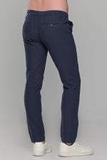 Μπλε καλοκαιρινή ανδρική παντελόνα βαμβακερή με λινή όψη (straigh fit) - Image 5