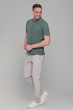 Ανδρικό πράσινο-χακί πόλο μπλουζάκι MS με κοντό μανίκι – Slim Fit - Image 6